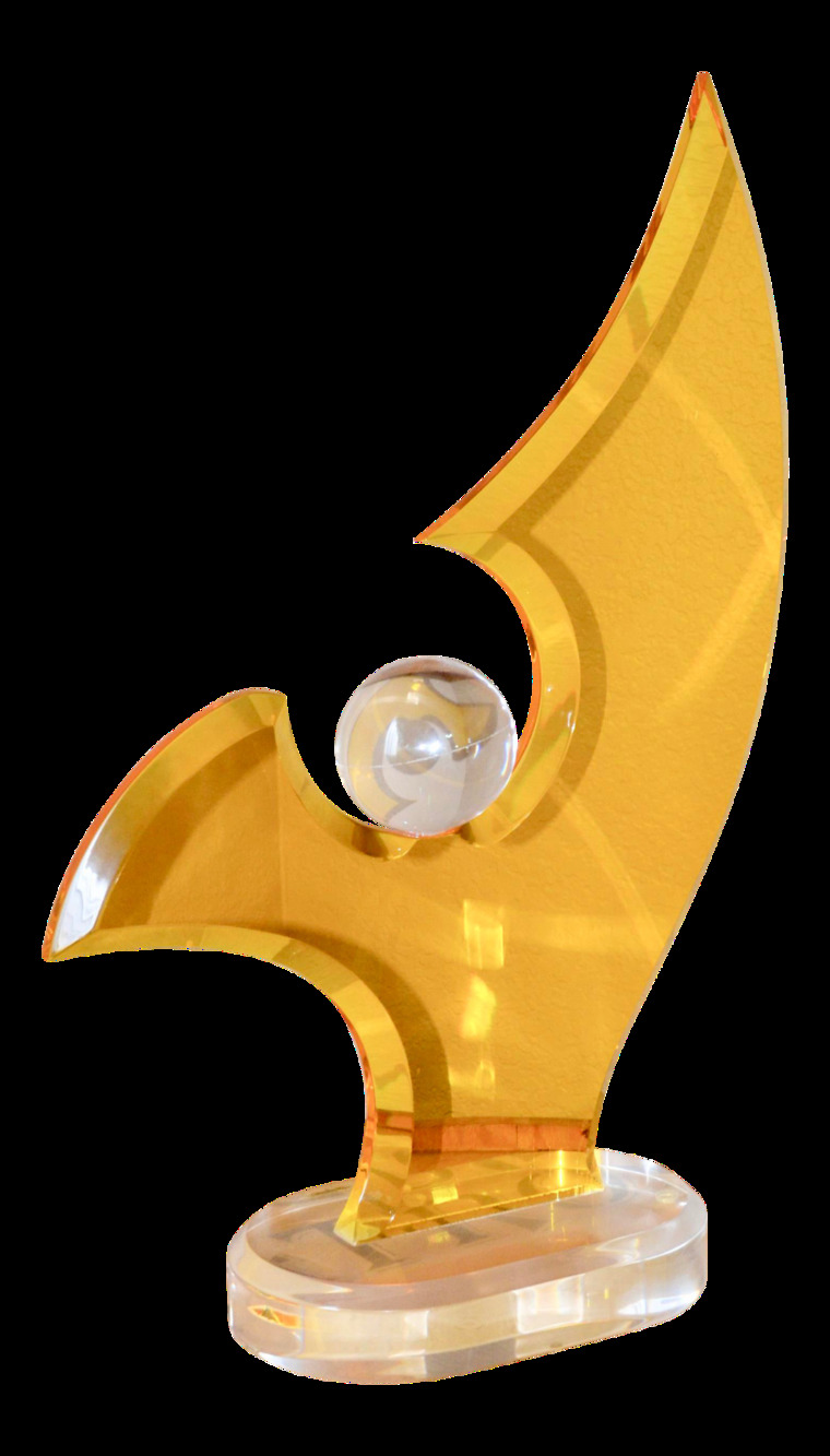 Mid Century Haziza Lucite "Sphere " Art Sculpture by Shlomi Haziza Hand Signed